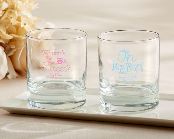 Personalized 9 oz. Stemless Wine Glass - Wedding Personalized 9 oz. Rocks Glass - Baby Shower 