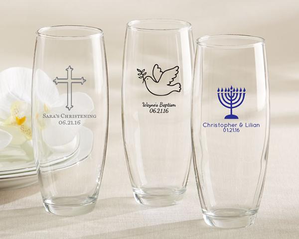 Personalized 9 oz. Stemless Wine Glass - Wedding Personalized 9 oz. Stemless Champagne Glass - Religious 