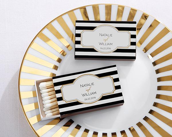 Personalized Black Matchboxes - Beach (Set of 50) Personalized Black Matchboxes - Classic (Set of 50) 