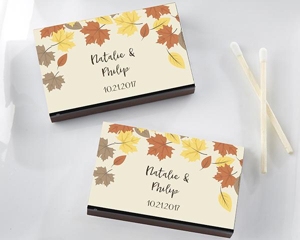 Personalized Black Matchboxes - Beach (Set of 50) Personalized Black Matchboxes - Fall Leaves (Set of 50) 
