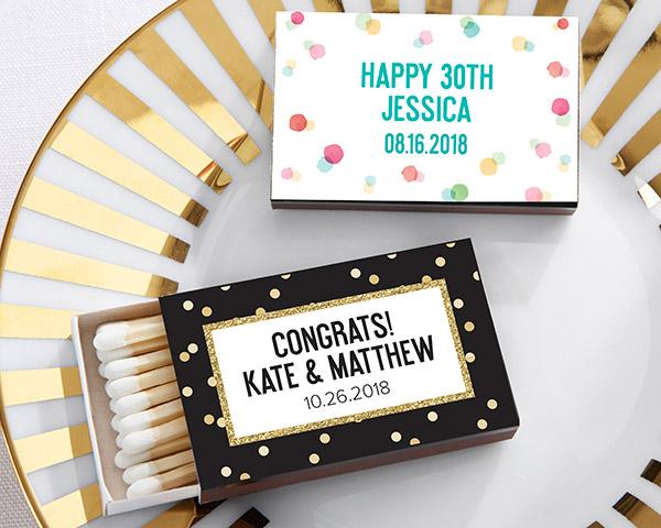 Personalized Black Matchboxes - Beach (Set of 50) Personalized Black Matchboxes - Party Time (Set of 50) 
