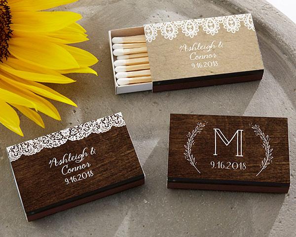 Personalized Black Matchboxes - Beach (Set of 50) Personalized Black Matchboxes - Rustic Charm Wedding (Set of 50) 