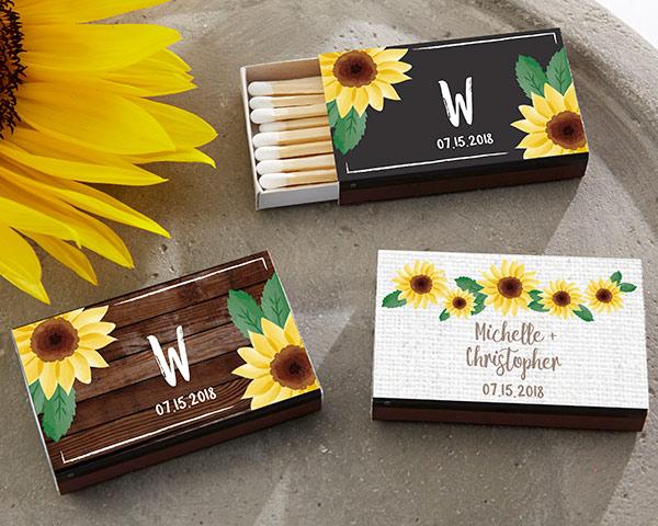 Personalized Black Matchboxes - Beach (Set of 50) Personalized Black Matchboxes - Sunflower (Set of 50) 