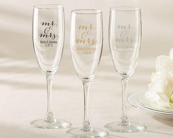 Personalized Champagne Flute - Baby Shower Personalized Champagne Flute - Mr. & Mrs. 