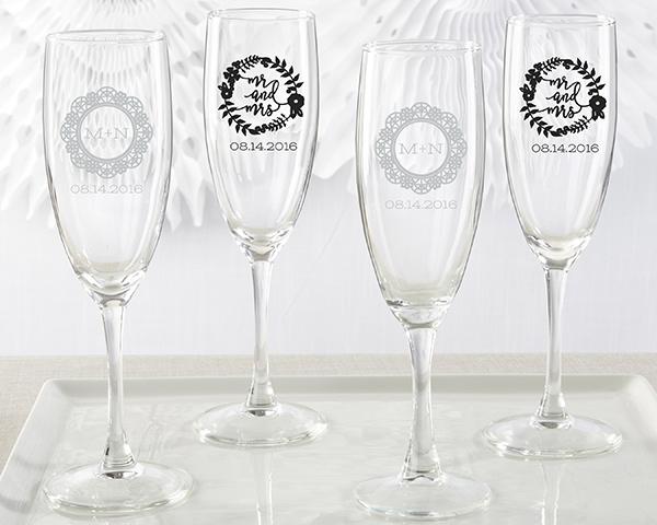 Personalized Champagne Flute - Baby Shower Personalized Champagne Flute - Romantic Garden 