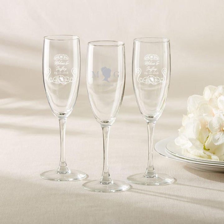 Personalized Champagne Flute - Wedding Personalized Champagne Flute - English Garden 