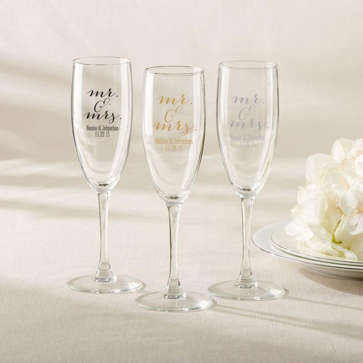 Personalized Champagne Flute - Wedding Personalized Champagne Flute - Mr. & Mrs. 