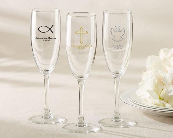 Personalized Champagne Flute - Wedding Personalized Champagne Flute - Religious 