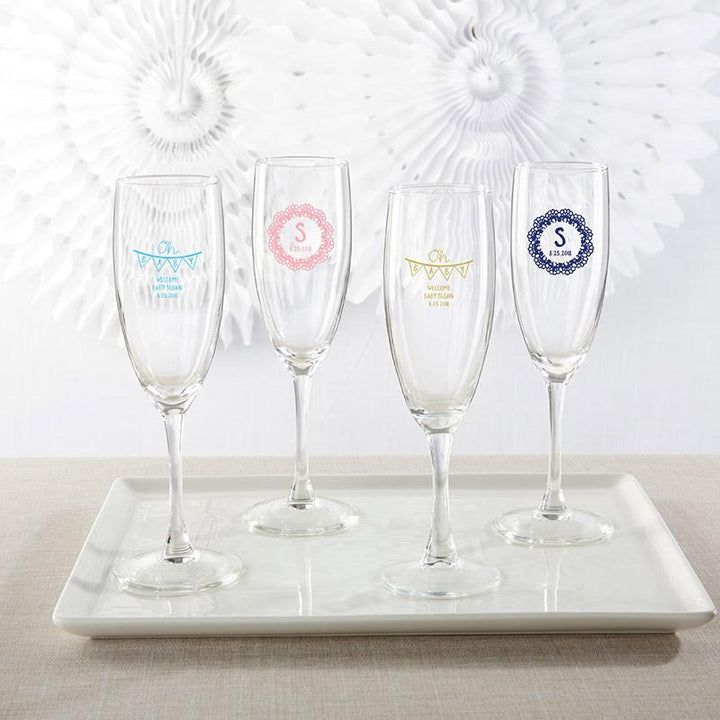 Personalized Champagne Flute - Wedding Personalized Champagne Flute - Rustic Charm Baby Shower 