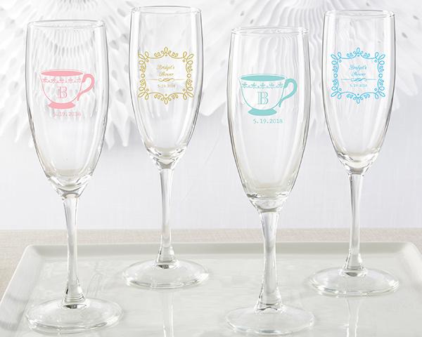 Personalized Champagne Flute - Wedding Personalized Champagne Flute - Tea Time 