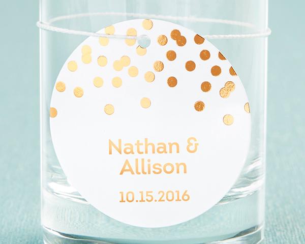 Personalized Circle Foil Tag - Copper (Set of 36) Personalized Circle Foil Tag - Copper (Set of 36) 