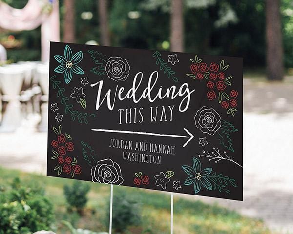 Personalized Directional Sign (18x12) - Gold Glitter Wedding Personalized Directional Sign (18x12) - Chalk Wedding 