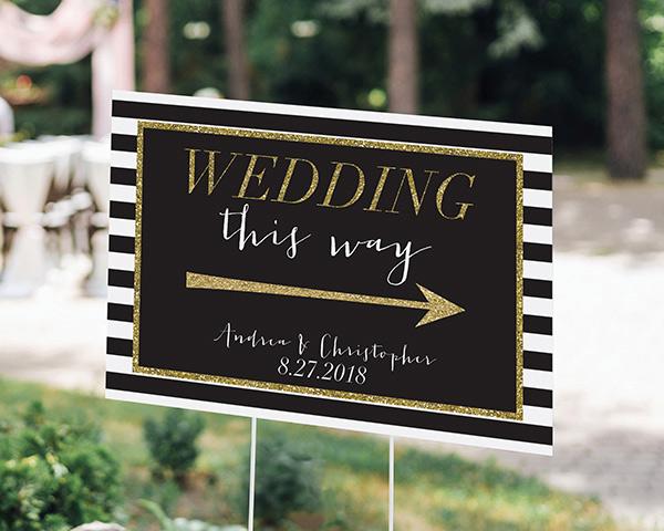 Personalized Directional Sign (18x12) - Gold Glitter Wedding Personalized Directional Sign (18x12) - Classic Wedding 