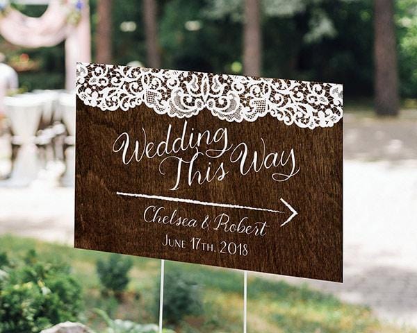 Personalized Directional Sign (18x12) - Gold Glitter Wedding Personalized Directional Sign (18x12) - Country 
