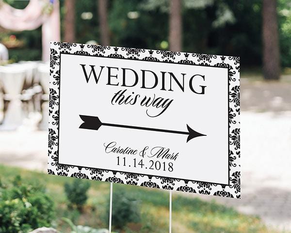 Personalized Directional Sign (18x12) - Gold Glitter Wedding Personalized Directional Sign (18x12) - Damask 