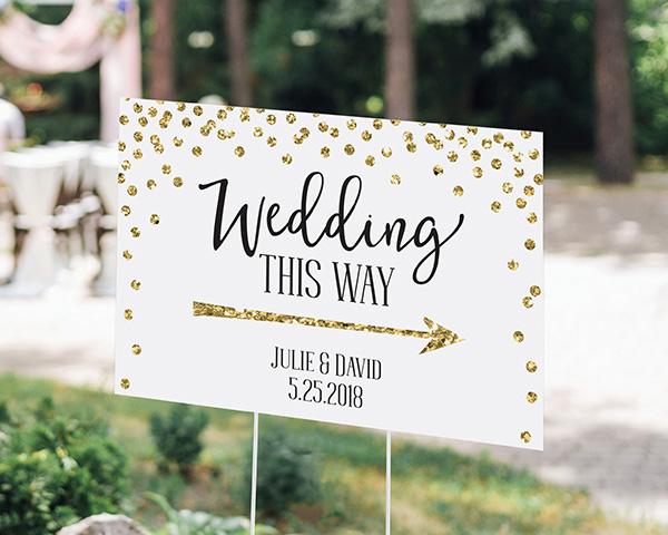 Personalized Directional Sign (18x12) - Gold Glitter Wedding Personalized Directional Sign (18x12) - Gold Glitter Wedding 