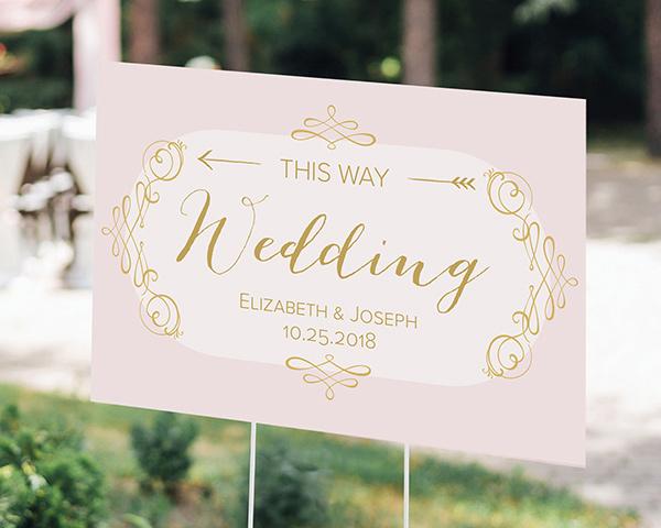 Personalized Directional Sign (18x12) - Gold Glitter Wedding Personalized Directional Sign (18x12) - Modern Romance 