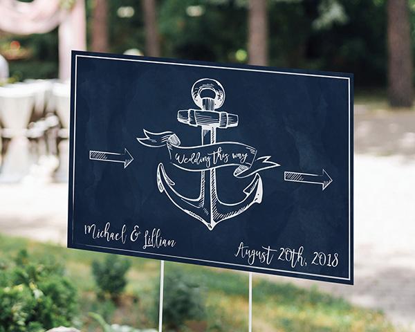 Personalized Directional Sign (18x12) - Gold Glitter Wedding Personalized Directional Sign (18x12) - Nautical Wedding 