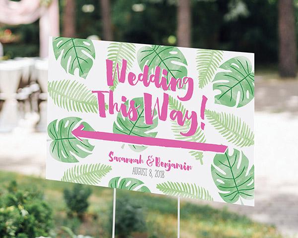 Personalized Directional Sign (18x12) - Gold Glitter Wedding Personalized Directional Sign (18x12) - Pineapples & Palms 