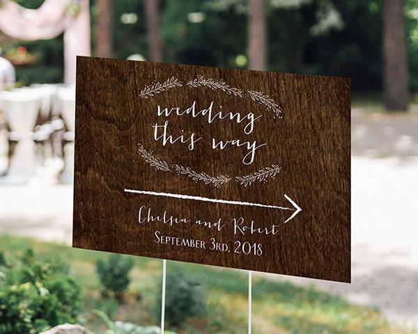 Personalized Directional Sign (18x12) - Gold Glitter Wedding Personalized Directional Sign (18x12) - Rustic 