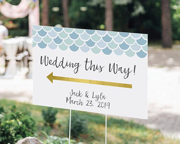 Personalized Directional Sign (18x12) - Gold Glitter Wedding Personalized Directional Sign (18x12) - Seaside Escape 