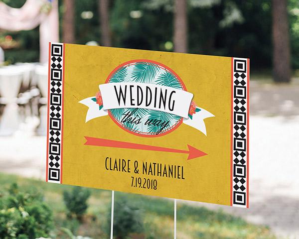 Personalized Directional Sign (18x12) - Gold Glitter Wedding Personalized Directional Sign (18x12) - Tropical Chic 