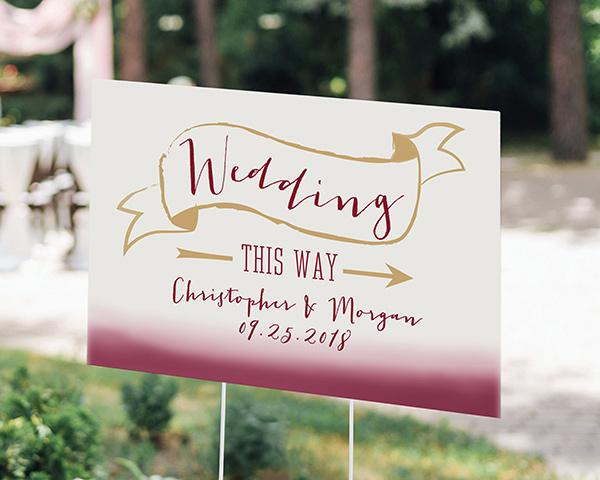 Personalized Directional Sign (18x12) - Gold Glitter Wedding Personalized Directional Sign (18x12) - Vineyard 