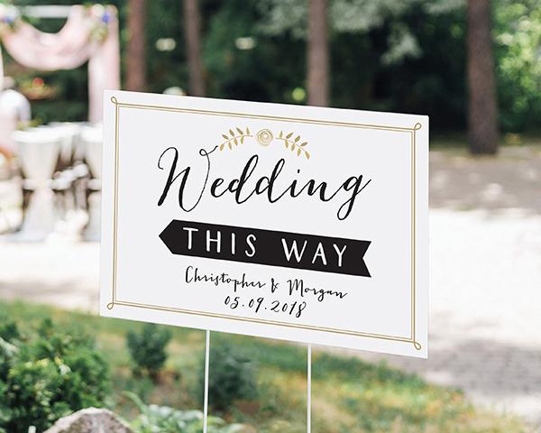 Personalized Directional Sign (18x12) - Gold Glitter Wedding Personalized Directional Sign (18x12) - Wedding 
