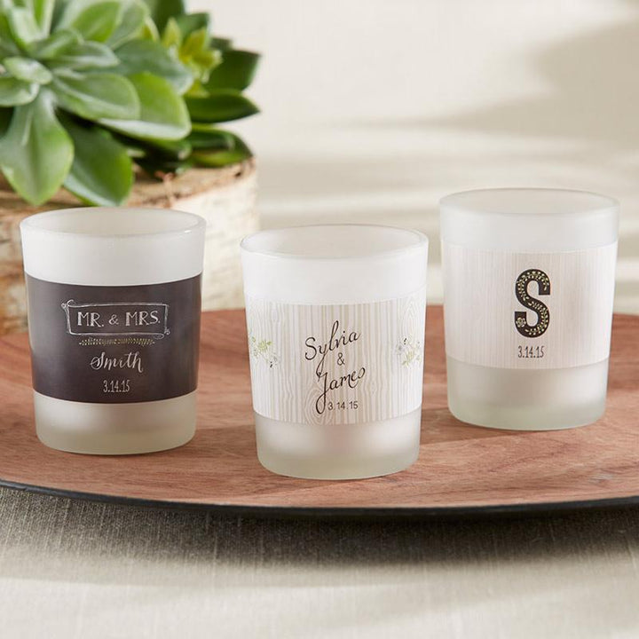 Personalized Frosted-Glass Votive - Kate's Rustic Wedding Collection Personalized Frosted-Glass Votive - Kate's Rustic Wedding Collection 