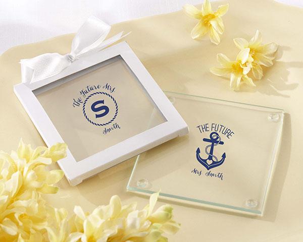 Personalized Glass Coaster - Beach Tides (Set of 12) Personalized Glass Coaster - Nautical Bridal Shower (Set of 12) 