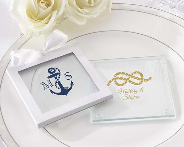 Personalized Glass Coaster - Beach Tides (Set of 12) Personalized Glass Coaster - Nautical Wedding (Set of 12) 
