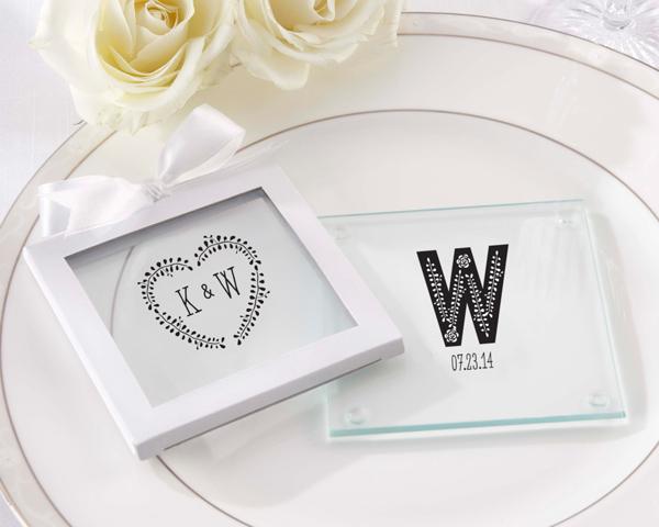 Personalized Glass Coaster - Beach Tides (Set of 12) Personalized Glass Coaster - Rustic Wedding (Set of 12) 