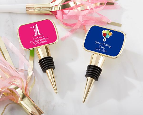 Personalized Gold Bottle Stopper with Epoxy Dome - Baby Shower Personalized Gold Bottle Stopper - Birthday 