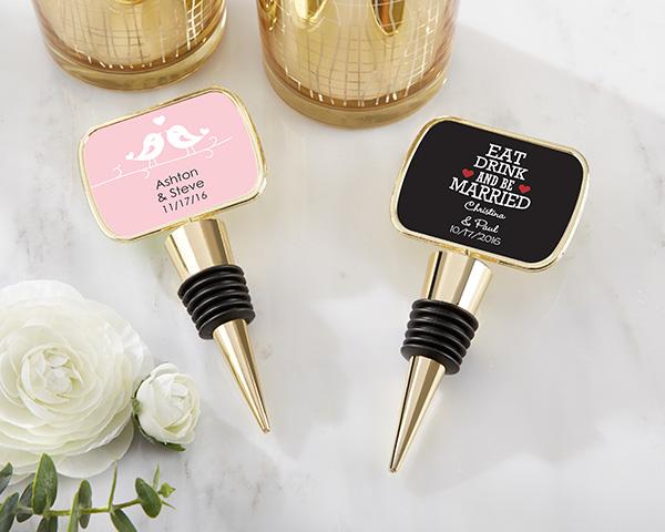 Personalized Gold Bottle Stopper with Epoxy Dome - Baby Shower Personalized Gold Bottle Stopper - Wedding 