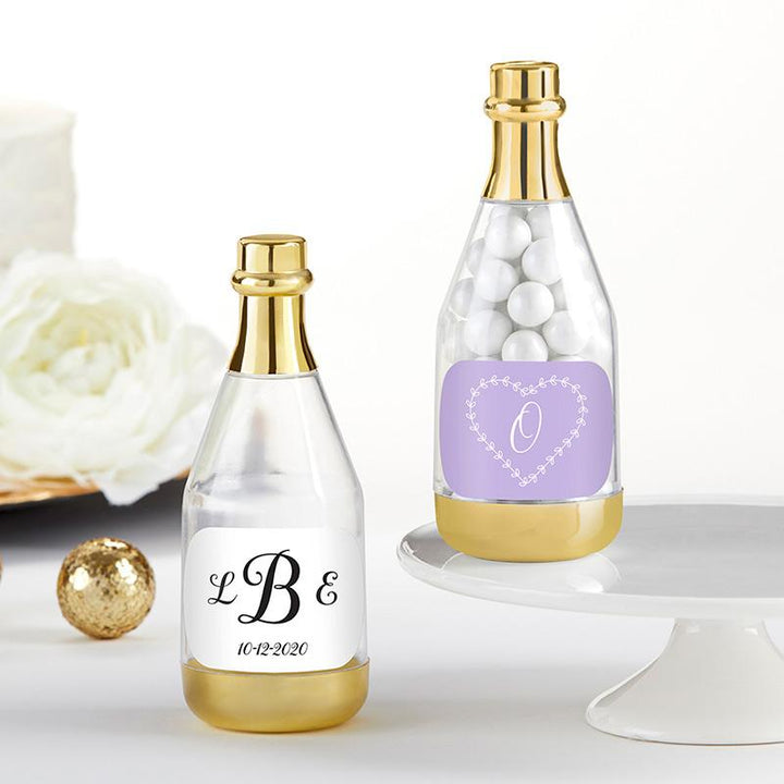 Personalized Gold Metallic Champagne Bottle Favor Container - Anniversary (Set of 12) Personalized Gold Metallic Champagne Bottle Favor Container - Monogram (Set of 12) 