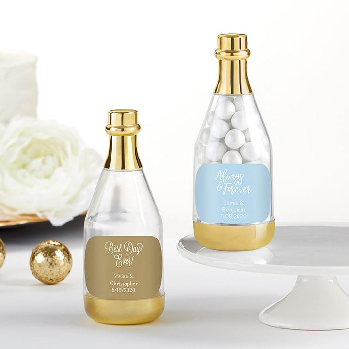 Personalized Gold Metallic Champagne Bottle Favor Container - Anniversary (Set of 12) Personalized Gold Metallic Champagne Bottle Favor Container - Wedding (Set of 12) 