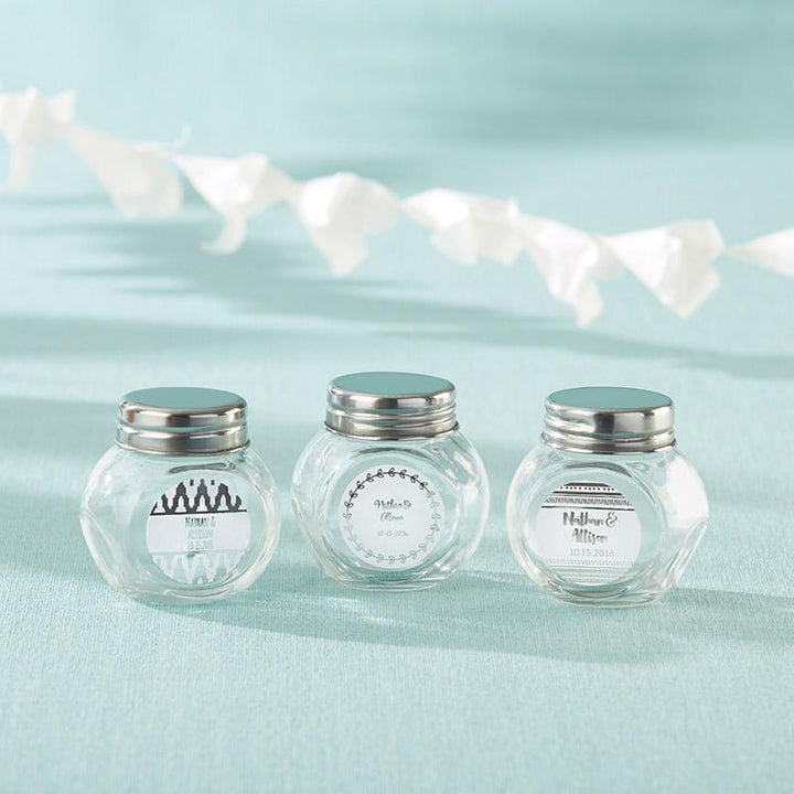 Personalized Mini Glass Favor Jars - Little Princess (Set of 12) Personalized Mini Glass Favor Jar - Silver Foil (Set of 12) 