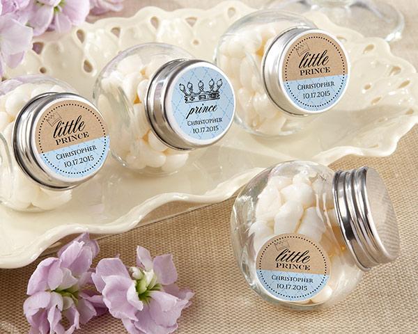 Personalized Mini Glass Favor Jars - Little Princess (Set of 12) Personalized Mini Glass Favor Jars - Little Prince (Set of 12) 
