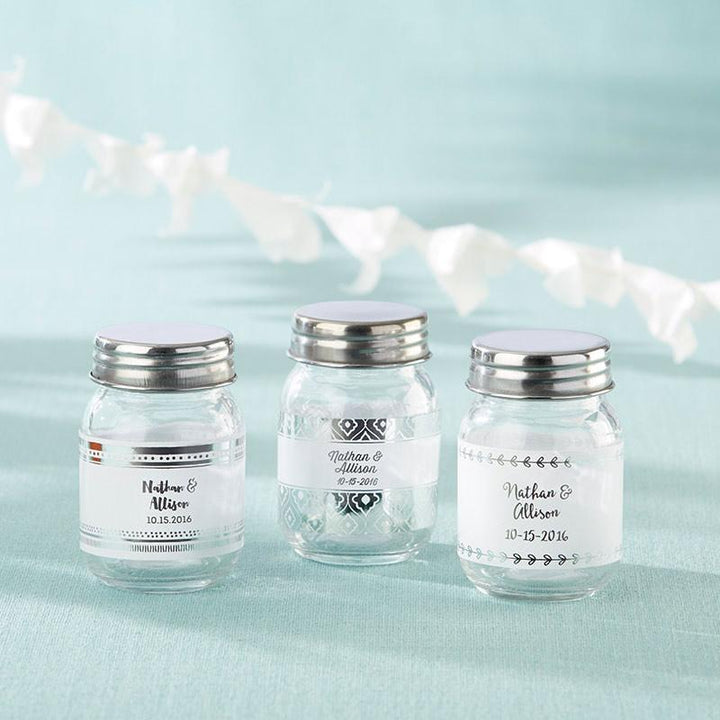 Personalized Mini Mason Jar - Tutu Cute (Set of 12) Personalized Mini Mason Jar - Silver Foil (Set of 12) 