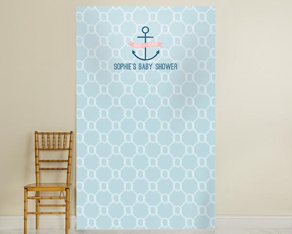 Personalized Photo Backdrop - Kate's Rustic Bridal Collection - Woodgrain Personalized Photo Backdrop - Kate's Nautical Baby Shower Collection - Nautical Rope 