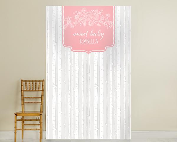 Personalized Photo Backdrop - Kate's Rustic Bridal Collection - Woodgrain Personalized Photo Backdrop - Kate's Rustic Baby Shower Collection - Trees 