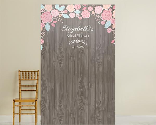 Personalized Photo Backdrop - Kate's Rustic Bridal Collection - Woodgrain Personalized Photo Backdrop - Kate's Rustic Bridal Collection - Woodgrain 