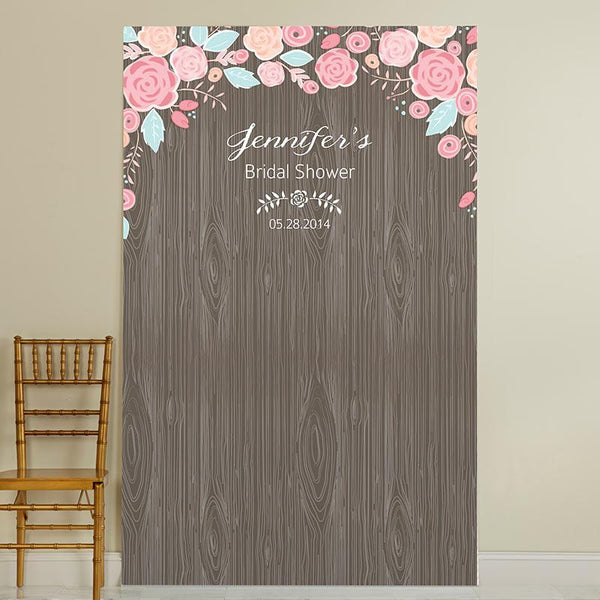 Personalized Photo Backdrop - Kate's Rustic Bridal Collection - Woodgrain Personalized Photo Backdrop - Kate's Rustic Bridal Collection - Woodgrain 