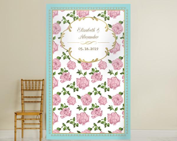 Personalized Photo Backdrop - Kate's Rustic Bridal Collection - Woodgrain Personalized Photo Backdrop - Tea Time 