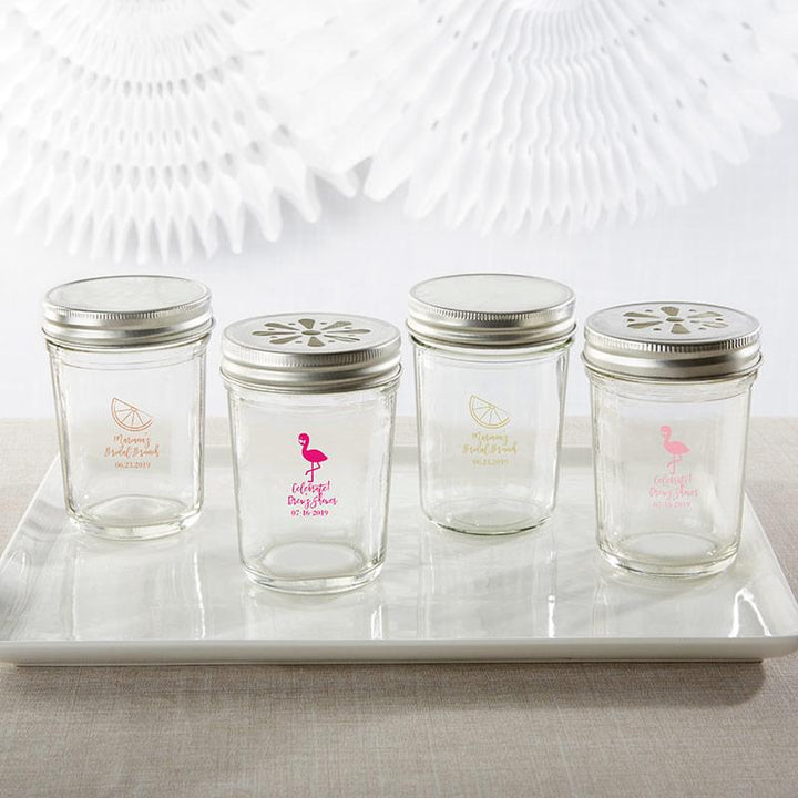 Personalized Printed 8 oz. Glass Mason Jar - Baby (Set of 12) Personalized Printed 8 oz. Glass Mason Jar - Cheery & Chic (Set of 12) 