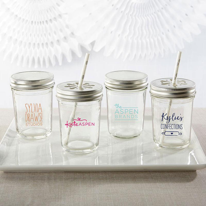 Personalized Printed 8 oz. Glass Mason Jar - Baby (Set of 12) Personalized Printed 8 oz. Glass Mason Jar - Custom Design (Set of 12) 