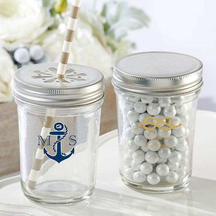 Personalized Printed 8 oz. Glass Mason Jar - Baby (Set of 12) Personalized Printed 8 oz. Glass Mason Jar - Nautical Wedding (Set of 12) 