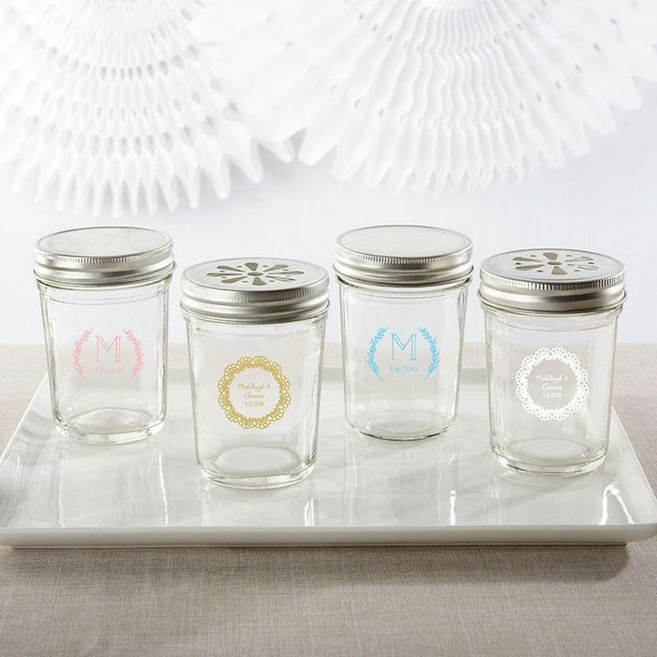 Personalized Printed 8 oz. Glass Mason Jar - Baby (Set of 12) Personalized Printed 8 oz. Glass Mason Jar - Rustic Charm Wedding (Set of 12) 