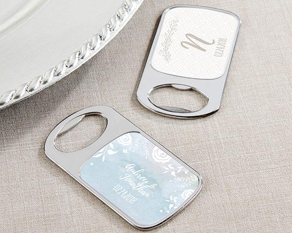 Personalized Silver Bottle Opener with Epoxy Dome - Beach Tides Personalized Silver Bottle Opener - Ethereal 