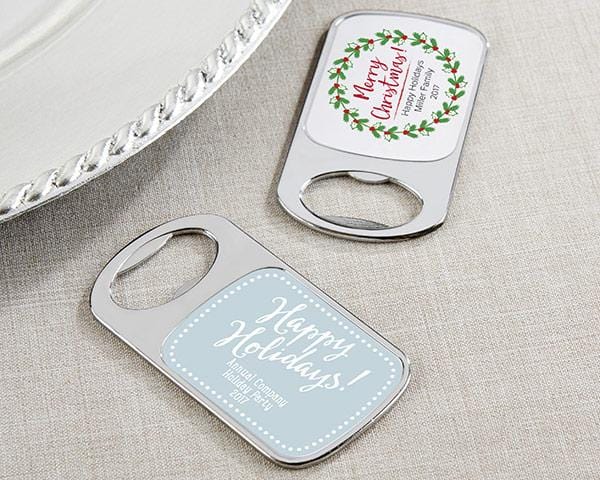 Personalized Silver Bottle Opener with Epoxy Dome - Beach Tides Personalized Silver Bottle Opener - Holiday 